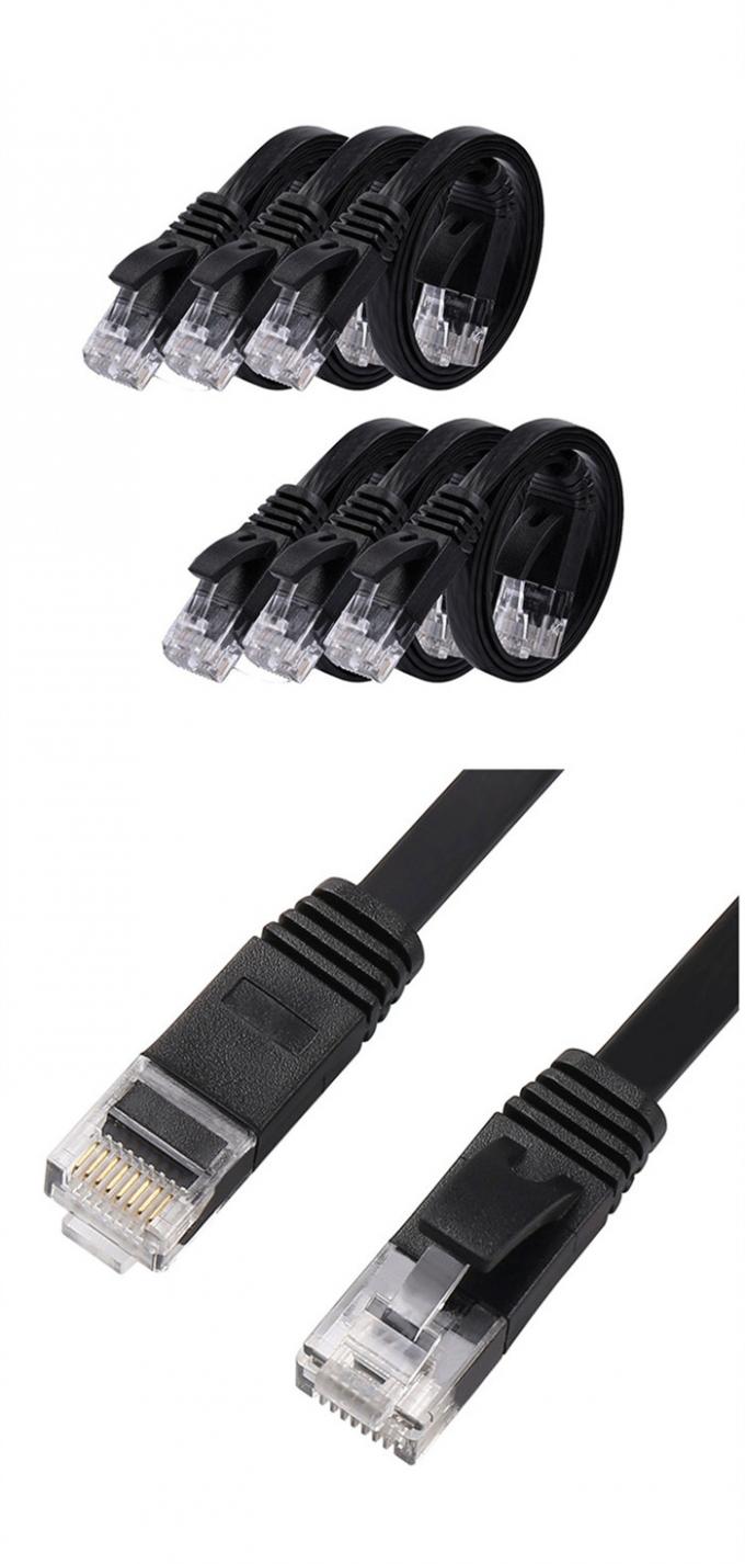 Black 1M Cat6 Flat Patch Cord UTP category 6 Flat Patch Cable
