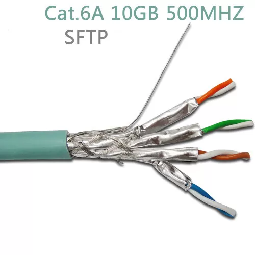 10GB 500MHZ CAT6A SFTP LSZH Solid Cable Network Double Shielded