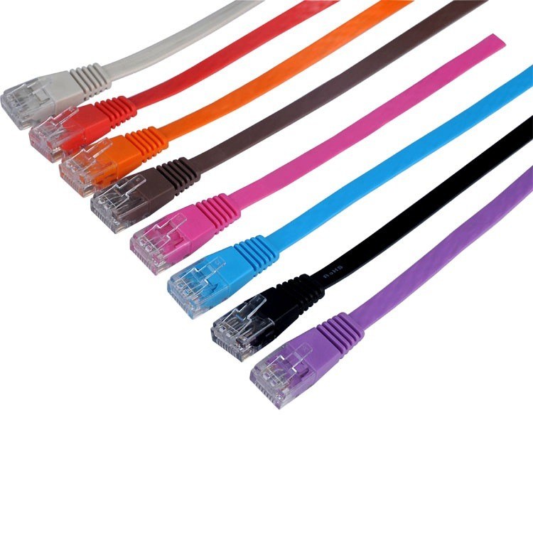 Network RJ45 8P8C Stranded Flat Patch Cord Copper Computer Wires Cat6
