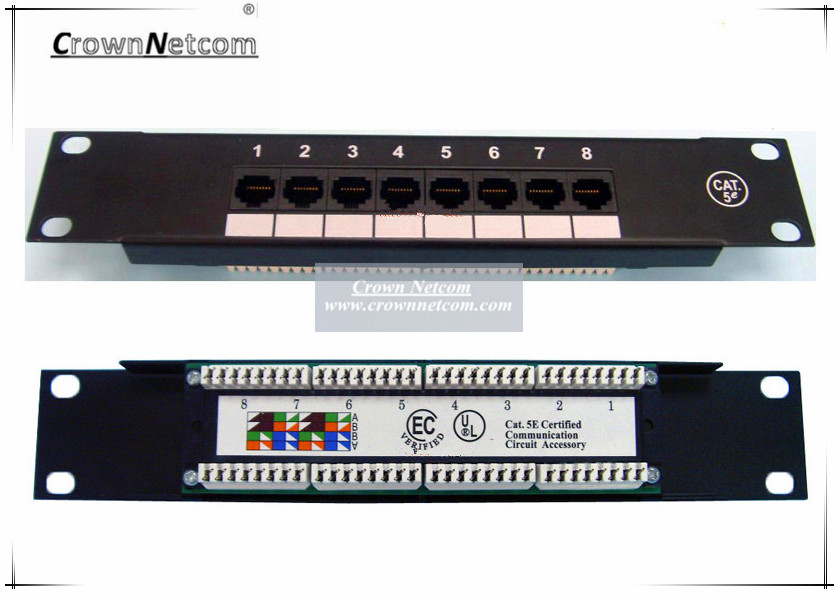 Network 10" 8PORTS CAT.5e PATCH PANEL 1U SOHO mini patch panel 8port - 10 inch Rack Mount Cat5e RJ45 Patch Panels