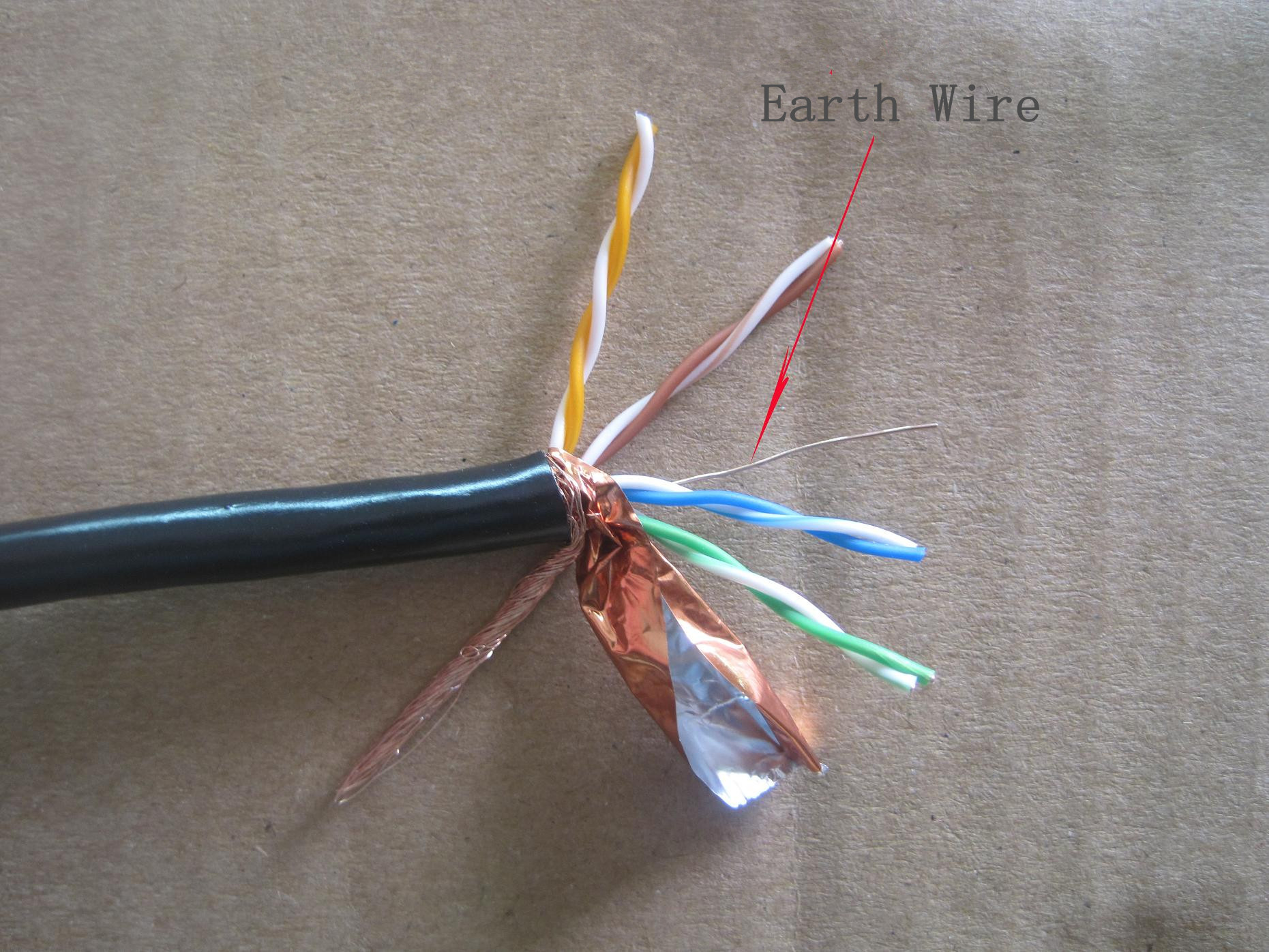Cat5e STP Cable AL-FOIL Shielded Layer CCA Braiding Solid Copper Conductor 24AWG Twisted Pair Cables