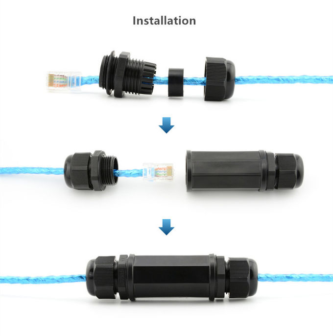 Ethernet Waterproof RJ45 Inline Couplers / Adapters For Network Extender Network Connectors