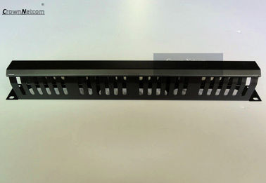 19Inch 1U Metal Cable Manager Black Wiring Rack Management