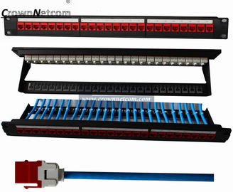 19" 1U UTP/STP 24Port  Unload Modular Blank Patch Panel with manager bar and grounding wire Multi-functional patch panel