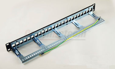 19" 1U 24Port Cat6 Cat5e UTP/STP  Unload Modular Blank Patch Panel with manager bar and Grounding wire