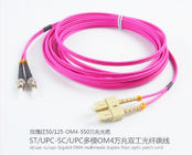 OM4 Duplex MM Fiber Patch Cords Rosy SC/FC/LC/ST 50/125 Optic Fiber Patch Cables