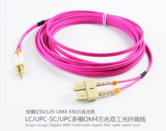 OM4 Duplex MM Fiber Patch Cords Rosy SC/FC/LC/ST 50/125 Optic Fiber Patch Cables