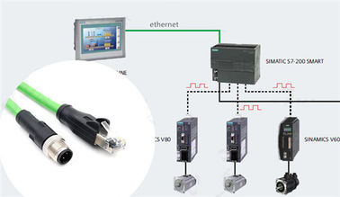 Waterproof M12 D-Coding to RJ45 Patch Cable Ethernet RJ45 Patch Cord with M12 Connector 2M