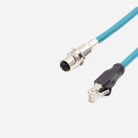 Waterproof M12 D-Coding to RJ45 Patch Cable Ethernet RJ45 Patch Cord with M12 Connector 2M