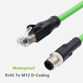 Waterproof M12 D-Coding to RJ45 Patch Cable Ethernet RJ45 Patch Cord with M12 Connector 2M