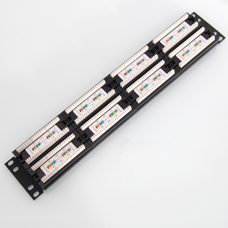 Network Rack Cat5e RJ45 48Port Patch Panel Fluke Pass UTP Modular Patch Panels With 2 bars