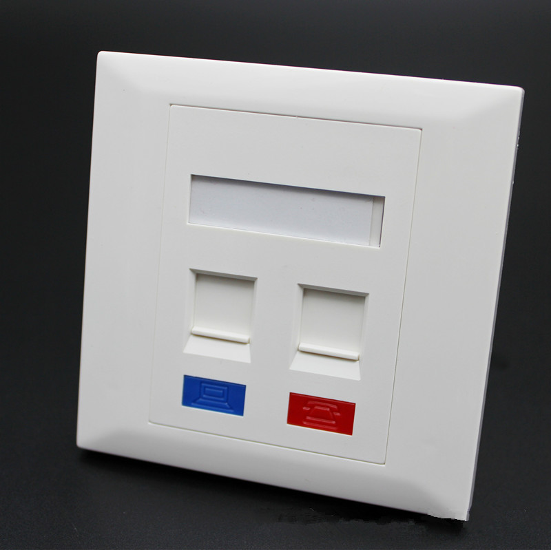 2 Ports Network 86X86 Type Double Ports RJ45 Faceplates For Network Keystone Jacks UK Type Face plate