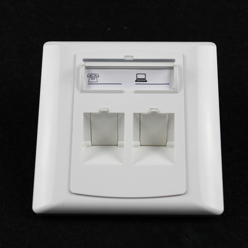 2 Ports Network 86X86 German Style Double Ports RJ45 Faceplates For Network Keystone Jacks UK Type Face plate