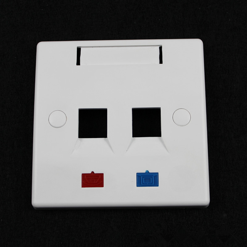 New Telecom Standard 2ports RJ45 Face Plates 3MTYPE RoHs ABS Material Double Ports Face Plate 86X86