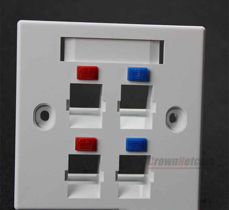 Telecom Standard 4-Port RJ45 Face Plates 86x86 Type RoHs ABS Material Networking Four Ports AMPTYPE Face Plate